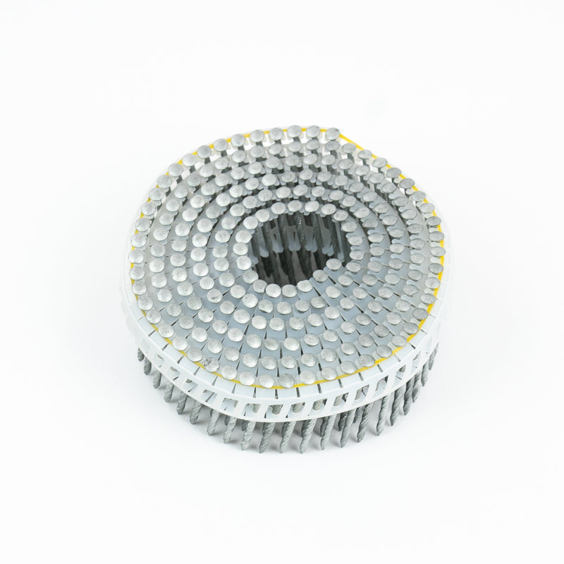 15° PLASTIC COLLATED DECKING COIL NAILS - DOME HEAD